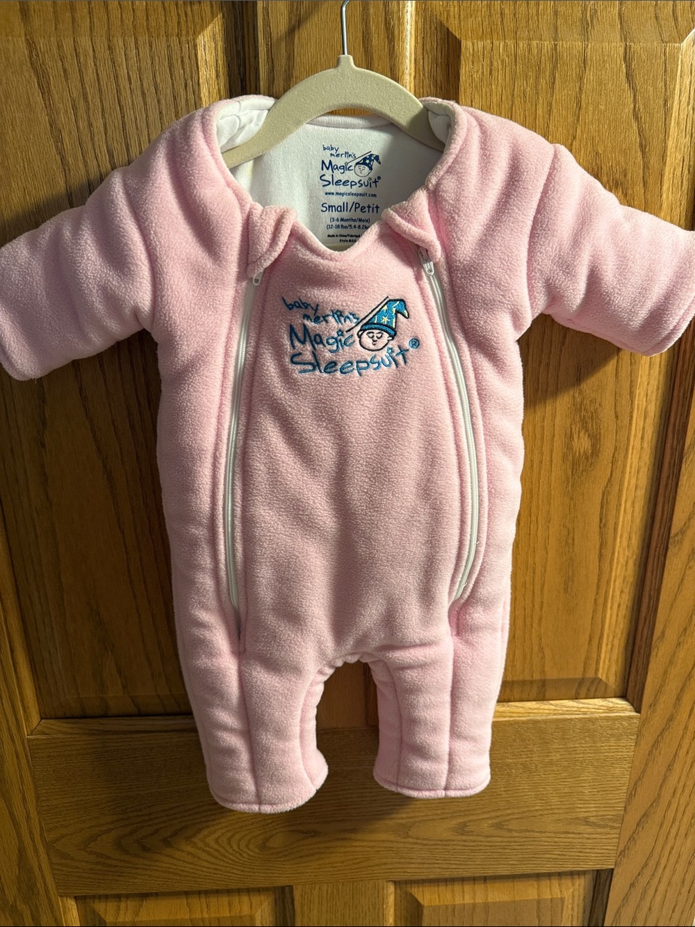 Merlin’s Magic Sleepsuut Baby Pink Fleece One-Piece - Small
